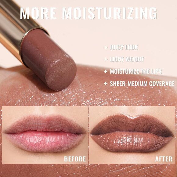 🆕 Moisture Shine Chocolate Brown Lipstick Tinted Lip Balm Dry Vegan Modern Love - Picture 5 of 10